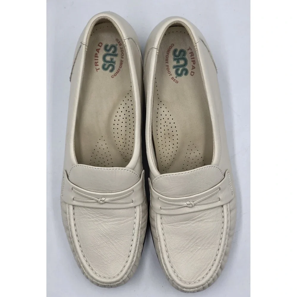 SAS Wink Tripad Womens 9 Bone Pearl Leather Penny Loafers Comfort Slip On USA